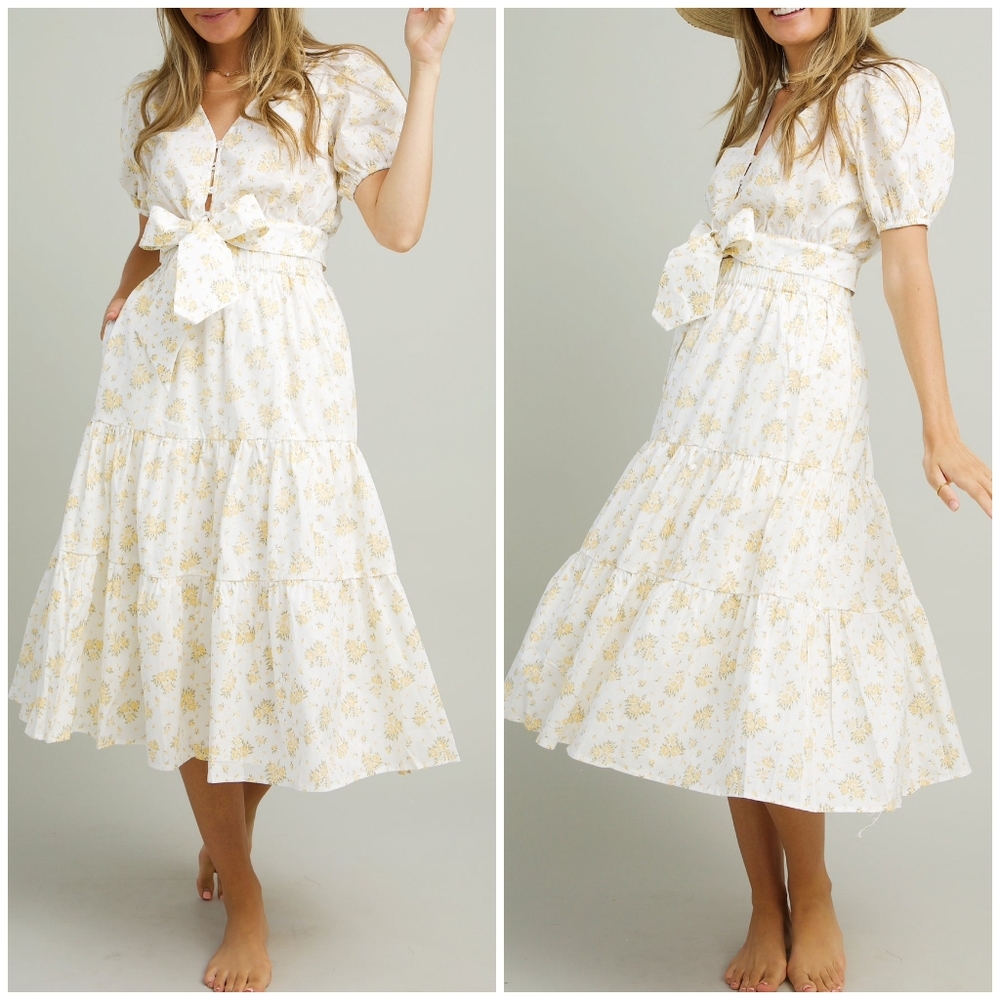 LAST 1❗️LUSH Ivory Floral 2-Piece Midi Skirt Set - Picture 7 of 11